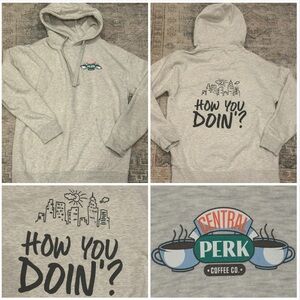 Central Perk BOSTON CAFE merch: soft oatmeal hoodie “How you Doin” FRIENDS SZ L